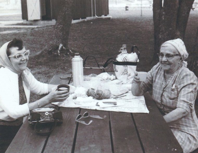 Mary Larko on right; Martha Gdovin Adair on left